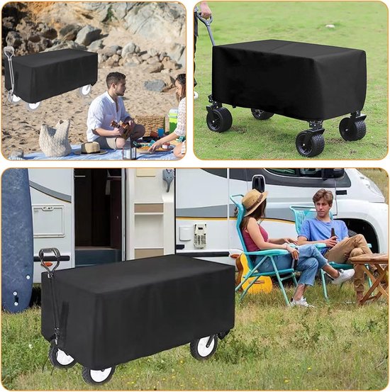 Outdoor Opvouwbare Wagenhoes - 90 x 50 x 45 cm - Oxford-stof - Waterdichte beschermhoes - Stevig en duurzaam - Tuin Trolleyhoes - Hoes voor trolley - Stofhoes - Geschikt voor opvouwbare tuinkarren - Zwart van OutDoor — afbeelding 2