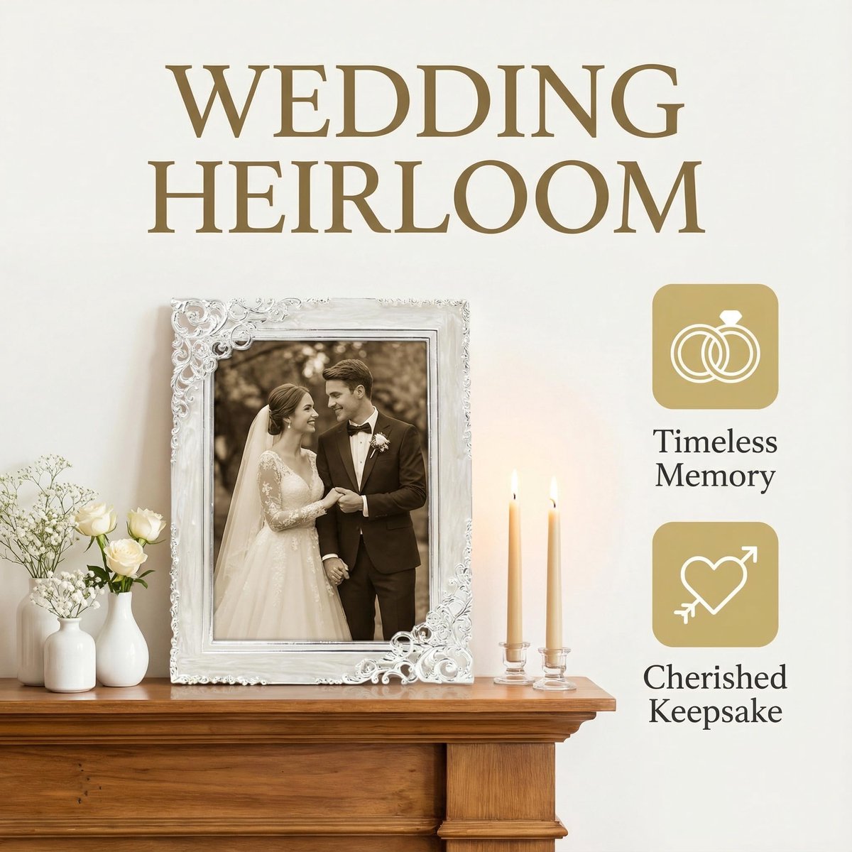 13 x 18 vintage emaille fotolijst, metaal, zilver, roestvrij | HD-glas, geschenkdoos inbegrepen, wand- en tafeldisplay, voor bruiloft, jubileum, verjaardag, woonkamerdecoratie