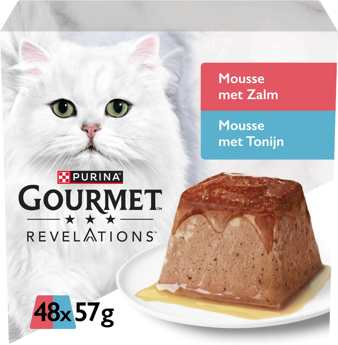 Gourmet Gourmet Revelations Mousse - Kattenvoer Natvoer - Zalm & Tonijn - 48 x 57 g