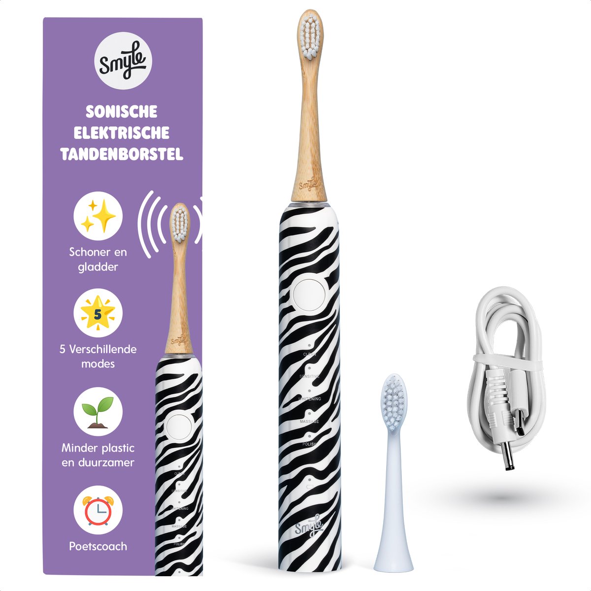 Elektrische Zebra Print Tandenborstel met USB-C Oplader - Elektrische - €75,95