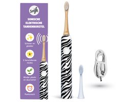 Elektrische Tandenborstel met USB-C Oplader, 2 Opzetborstels, Lange Batterijduur en Druksensor – Duurzaam en Effectief Poetsen – Zebra Print