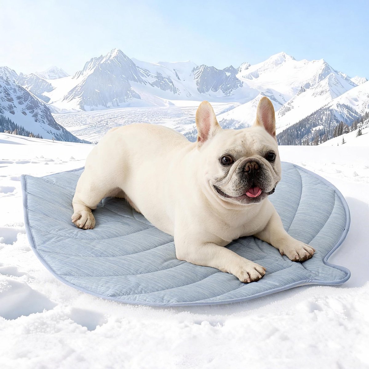 KISS Koelmat voor Honden & Katten 83x71cm, Koeldeken met Bladvormig Weefsel Q-Max>0.4, Zelfkoelende Hondenmat voor Zomer, Waterbestendig Wasbaar, Koelkussen voor Bank Bed Vloer Auto, Blauw