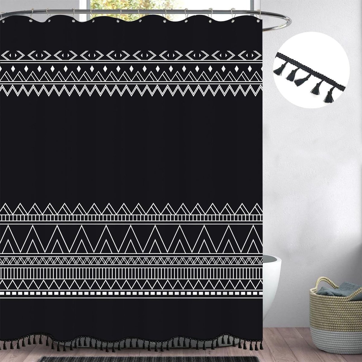 Douchegordijn, douchegordijn + douchegordijn, vele mooie douchegordijnen om uit te kiezen, hoogwaardige kwaliteit, ringen, waterdicht, anti-schimmeleffect, 180 x 180 cm, met 12 haken