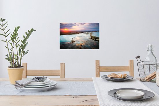 Sticker Muursticker Pamukkale - Coucher de soleil sur Pamukkale en Turquie - 30x20 cm - film adhésif autocollant - sticker mural repositionnable