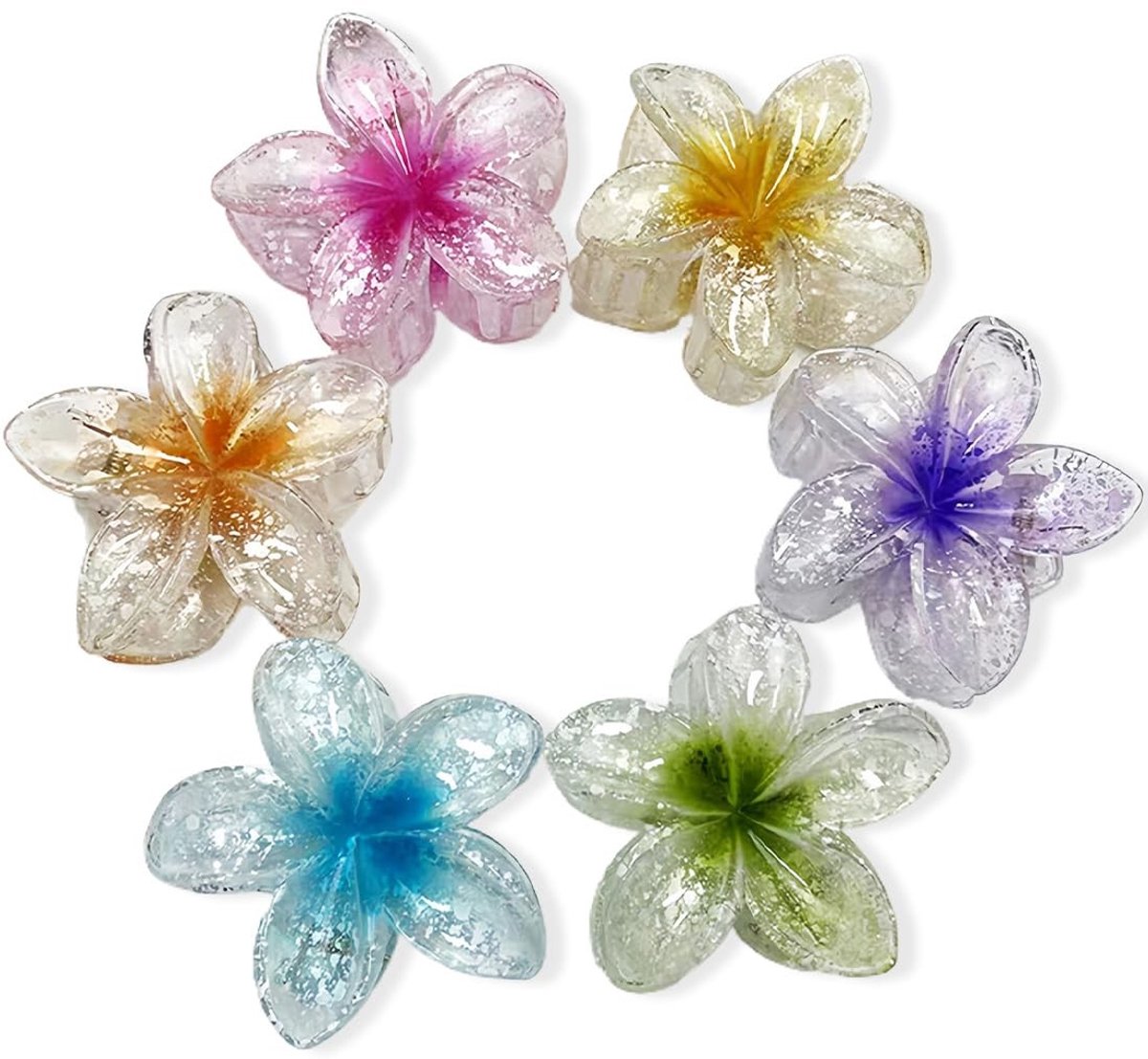 Dailygoods- Haarspelden 6 Stuks - Bloemen Klauwklauw - Antislip Kunststof Klemmen - Duurzame Haarklemmen - Voor Dik Lang Haar - Elegant Design