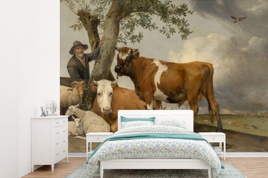Behang - Fotobehang De stier - Schilderij van Paulus Potter - Breedte 360 cm x hoogte 260 cm
