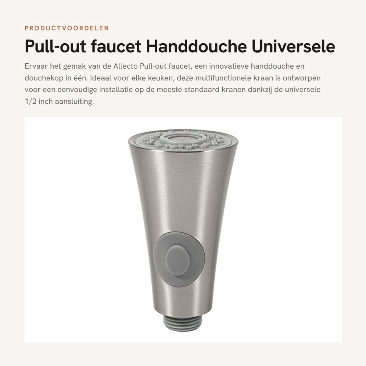 Dailygoods- Uittrekbare Kraan - Handdouche/Douchekop - Roestvrij Staal - Corrosiebestendig - 1/2 Inch Aansluiting - Duurzaam en Sterk