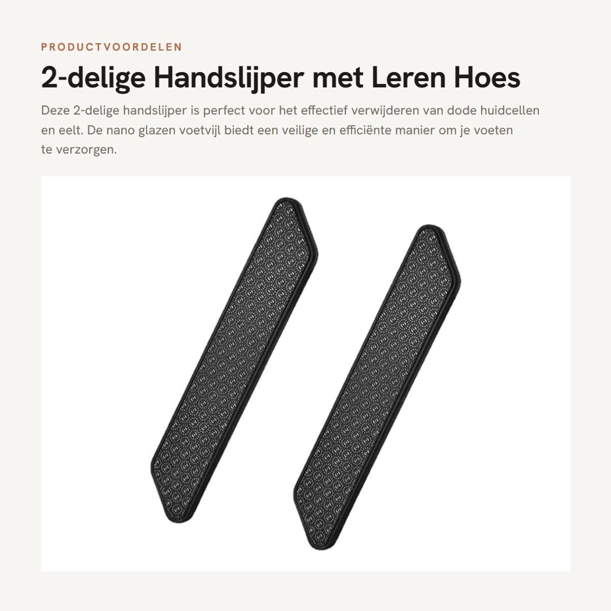 Dailygoods- Handslijper 2-delig - Nano Glazen Voetvijl - Eeltverwijderaar - Dode Huidcellen Verwijderen - Leren Etui - Duurzaam en Efficiënt