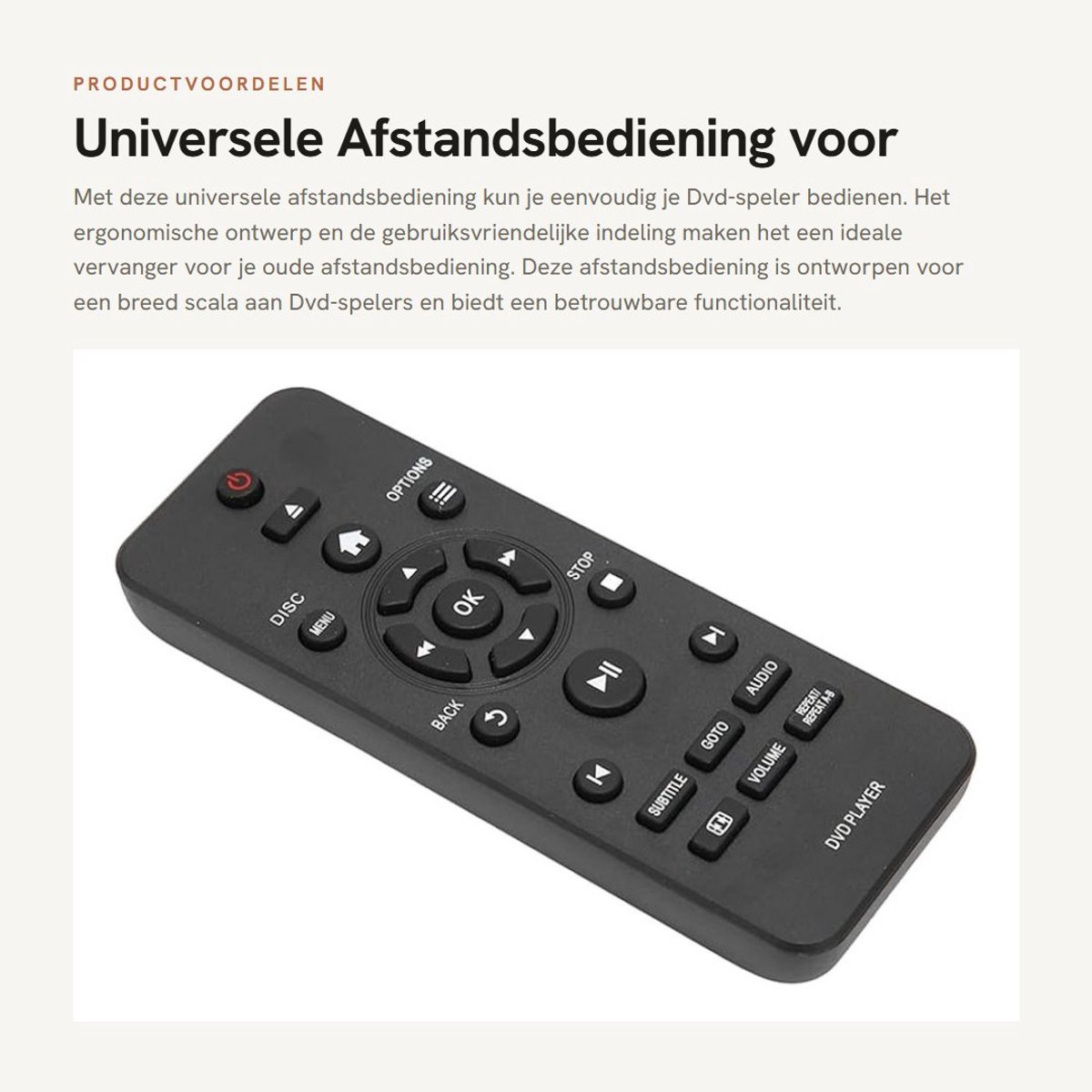 Dailygoods- Afstandsbediening Universeel - Vervangende Afstandsbediening - Professioneel - Compatibel met Philips DVP3670K - Geschikt voor DVD-spelers - Eerlijke Verkoper - Remote