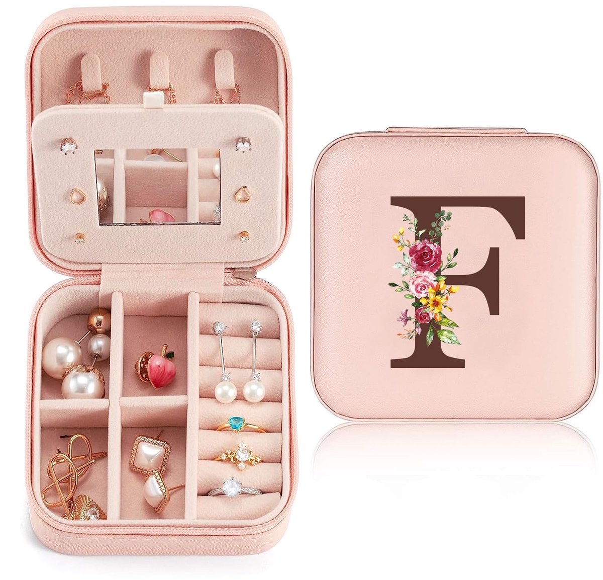 Dailygoods- Sieradendoosje Klein - Reisopbergdoos - PU-leer - Sieradenopslag Dames - Cadeau voor Meisjes - Compact met Vakken - Juwelenkistje