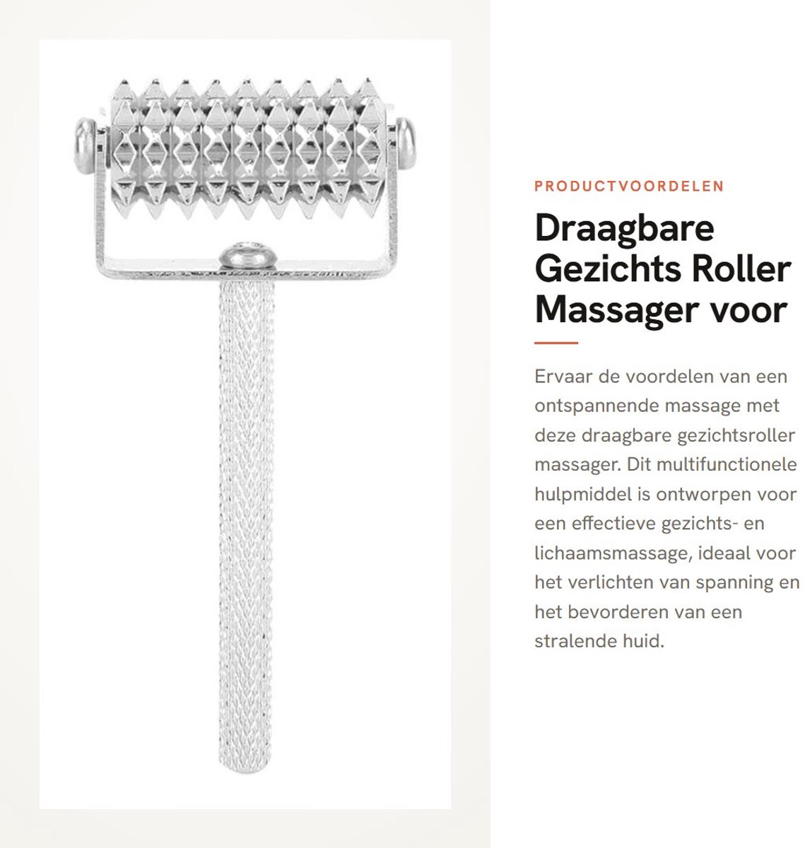 Dailygoods- Gezichtsroller Draagbaar - Massage Roller - Multifunctioneel Massageapparaat - Lichaams-/Gezichtsmassage - Metaal - 100% Gloednieuw