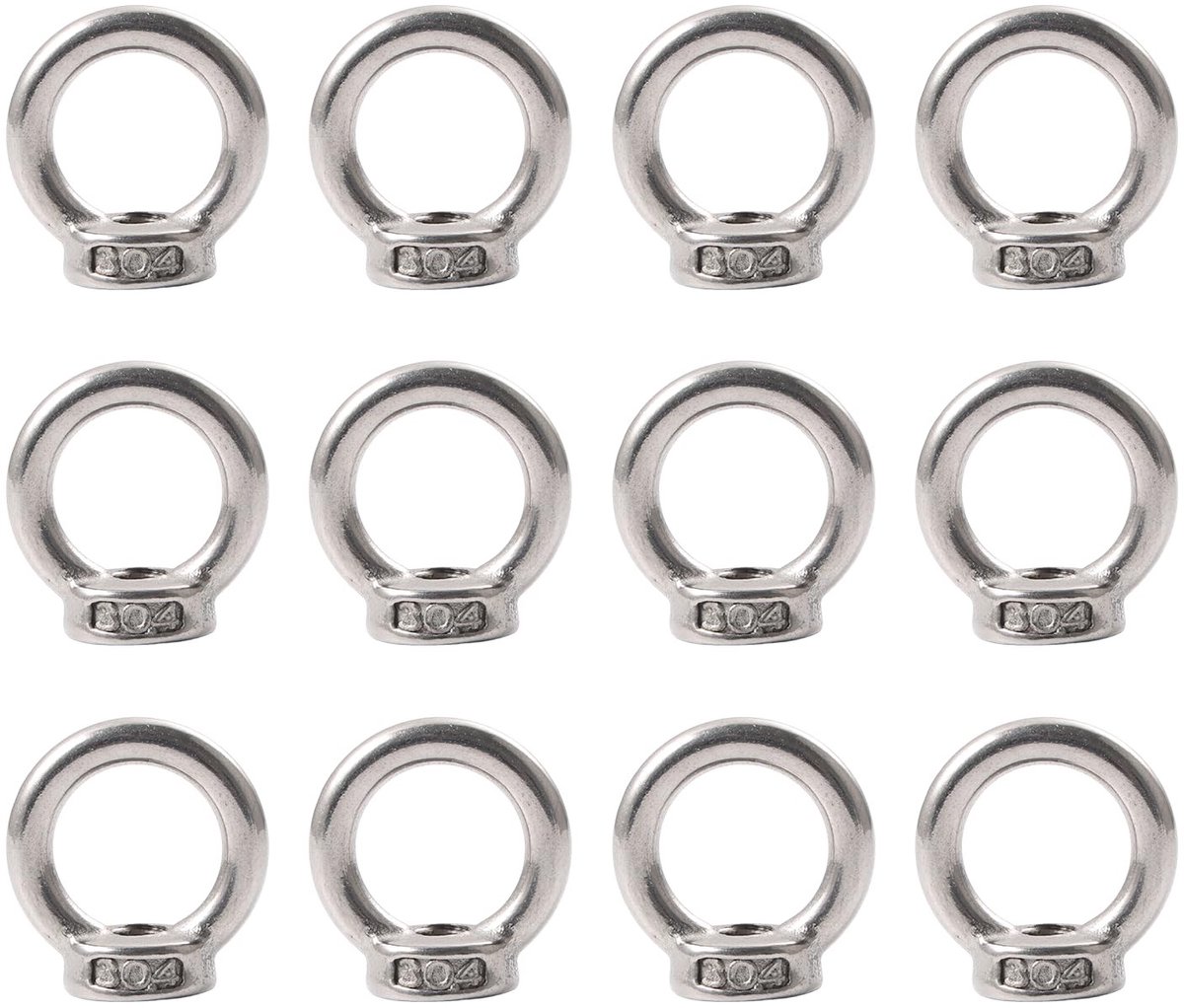 Dailygoods- Ringmoeren M6 - 12 Stuks - Roestvrij Staal 304 - Oogmoeren - Ringschroeven - Bevestigen van Ornamenten