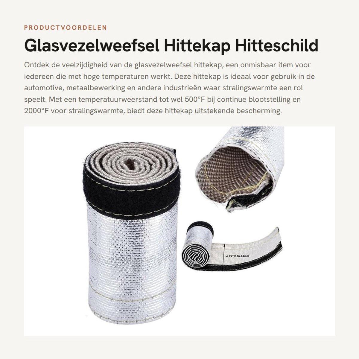 Dailygoods- Hittekap Hittebestendig - Hitteschild - Gealuminiseerd - Geschikt voor 1/2in-3in diameter - Bestand tegen 500°F/2000°F - Gemak van klittenbandsluiting