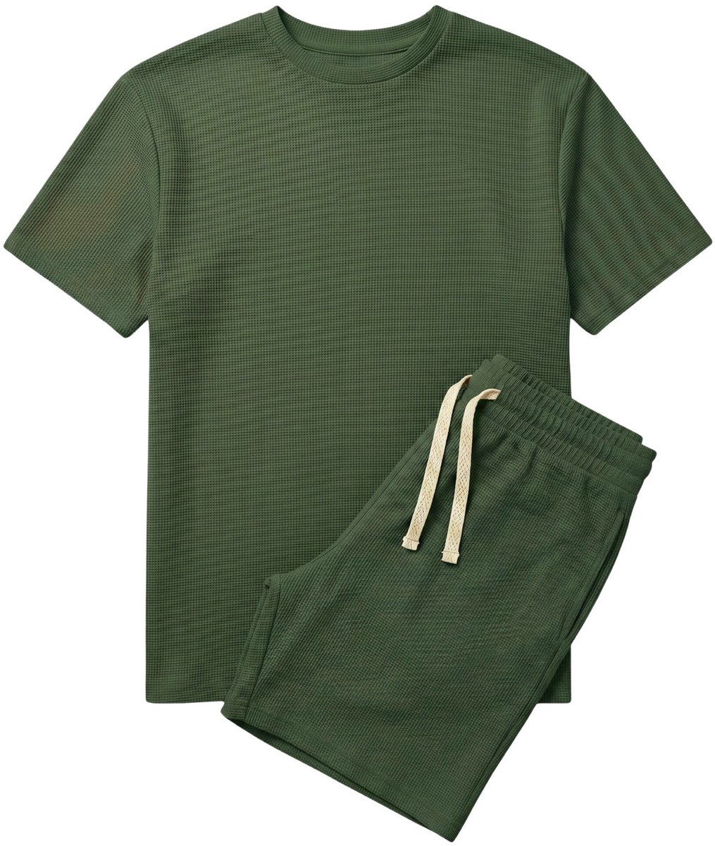 Zomerset Heren - Oversized T shirt en Shorts Heren - Twinset - GB-918 - Army Groen - Maat L