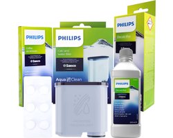 Philips, 1x filtre à eau pour machine à expresso AQUACLEAN CA6903/10, original + 1x détartrant Philips CA6700/10 250 ml + 1x tablettes de nettoyage CA6704, original, set pour machines à café Philips / Saeco CA6700/10 AquaClean