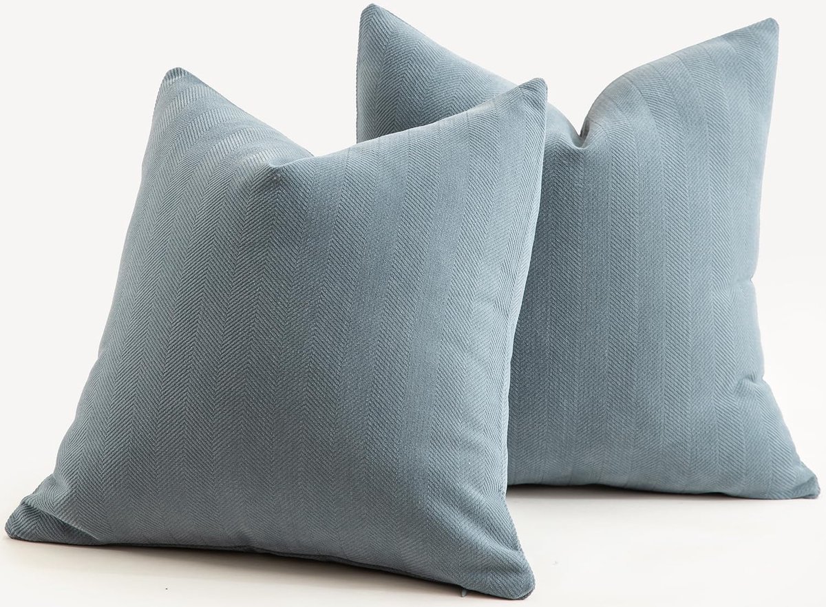 Set van 2 kussensloop 60 x 60 cm Blauw Chenille Kussensloop zacht Comfortabel duurzaam modern Sierkussen Dekokissen Kussenhoes voor bank Woonkamer Slaapkamer