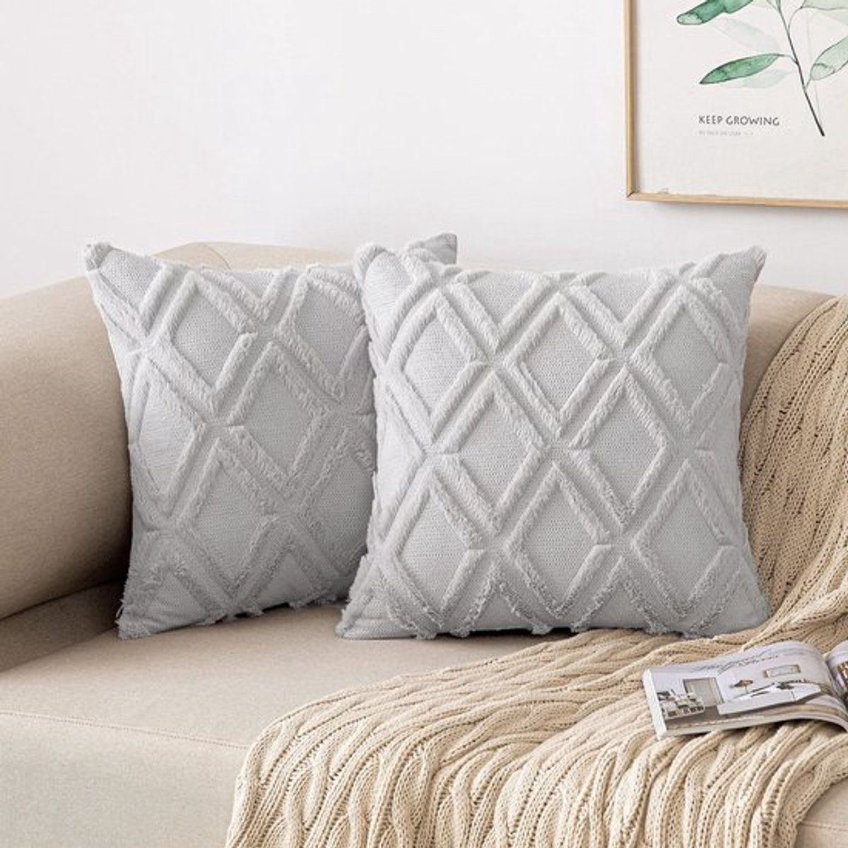Kussenslopen set van 2 - wol fluweel - boho decoratief kussen - bank
