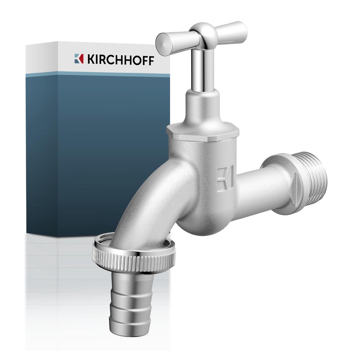 Kirchhoff Uitloopventiel Knevelgreep - Mat Chroom - 1/2 AG x 3/4 AG x 1/2 T