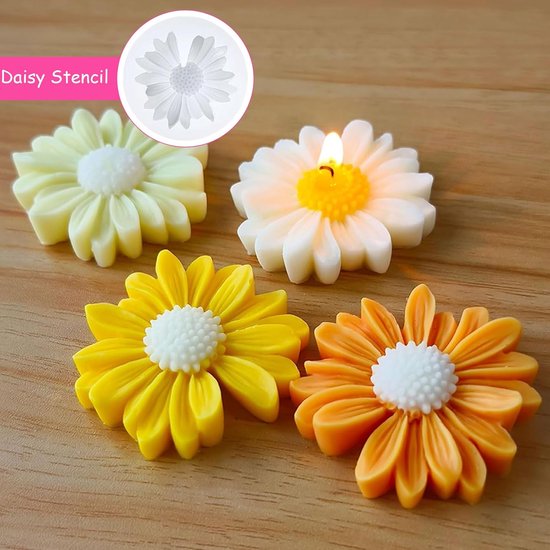 3 stuks doe-het-zelf kaarsvormen, siliconen vorm, bloemen voor gieterij, bloemen, 3D-vorm, kaarsen, madeliefjes, siliconen vormen, bloemen, lotus voor zeep, chocolade, snoep — afbeelding 3