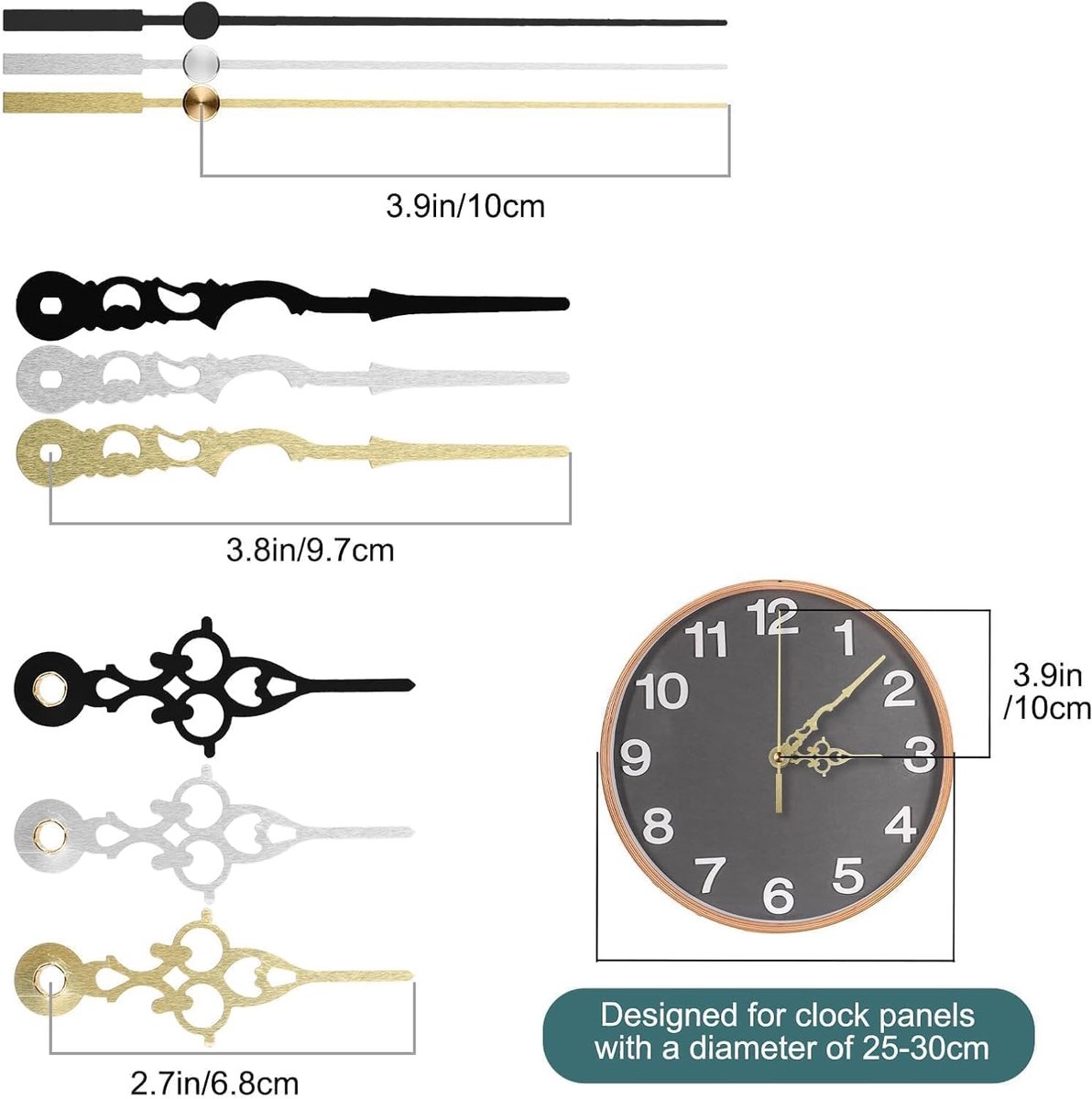 Uurwerk voor Wandklok, 3 Stuks Quartz Uurwerken met Hoge Koppel voor Zelfmontage, Uurwerk met 3 Sets Wijzers voor Klokreparatie