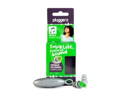 Pluggerz Uni-Fit Enjoy Music oordopjes - Festival & Concert Oordoppen met Muziekfilter - 25 dB Gehoorbescherming Volwassenen - Herbruikbaar - Grijs/Groen