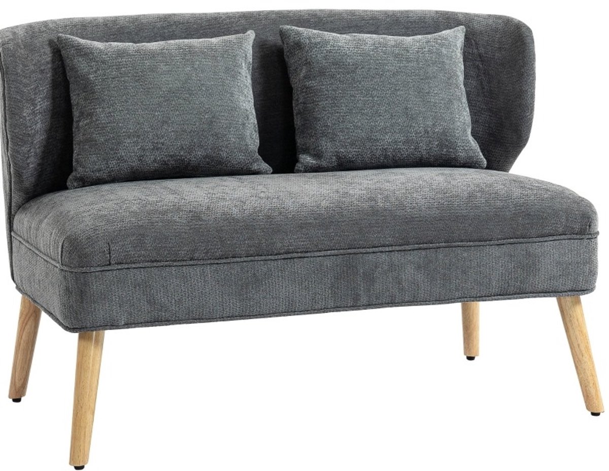 MIVRAY 2 Zitsbank 117 Cm Compacte Chenille Zitbank Met Wingback Rugleuning, Dikke Zit, Houten Poten, Voor Kleine Ruimtes, Grijs