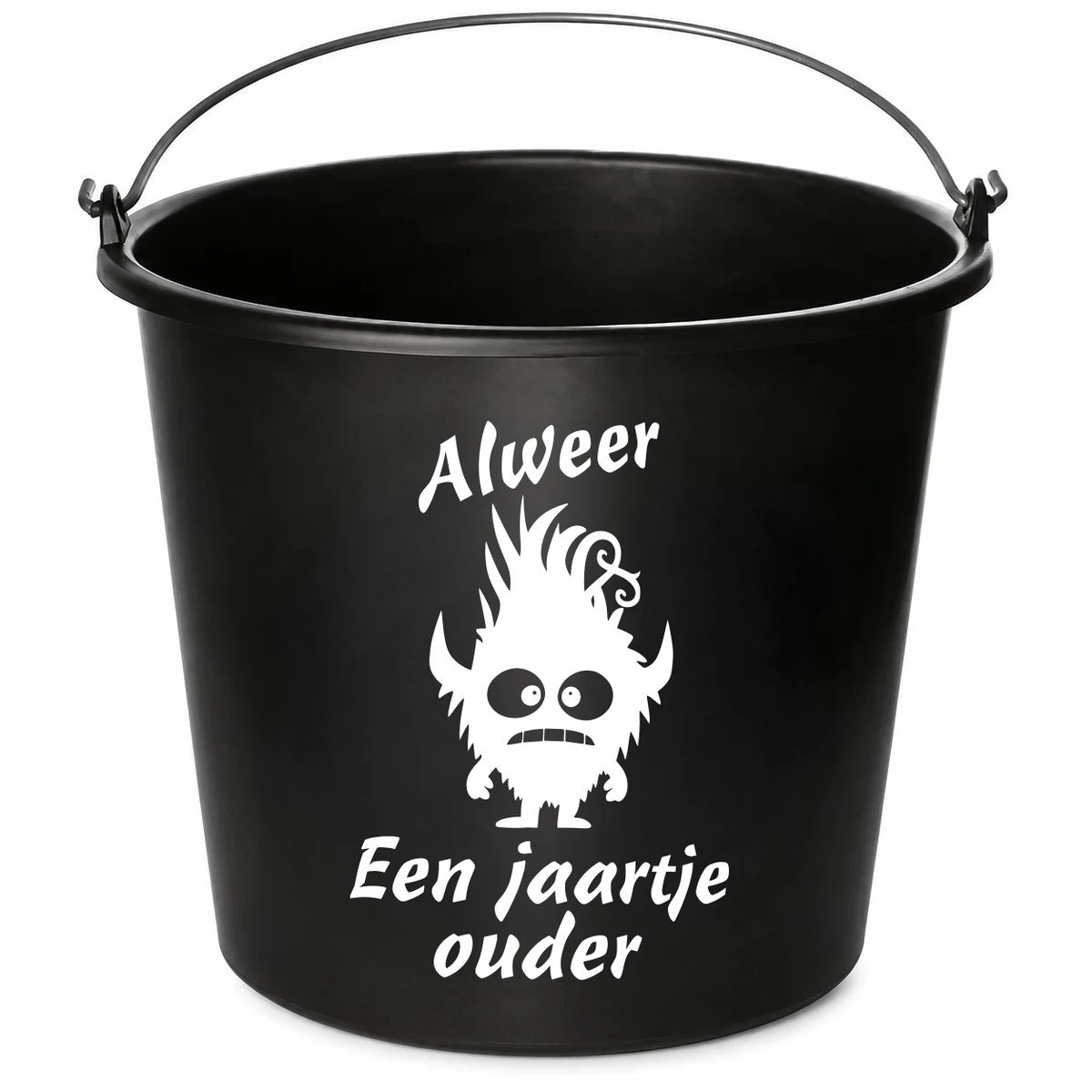 Emmer - Alweer een jaartje ouder - Cadeau emmer - met tekst - 12 liter - zwart