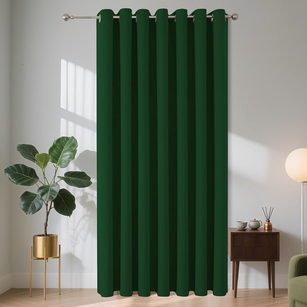 Gordijnen 1 stuk, Deurgordijn met inkijkbescherming, Deurgordijn met oogjes, Thermo, koudebescherming, hittebescherming, geluidsisolatie voor slaapkamer, woonkamer (Donkergroen