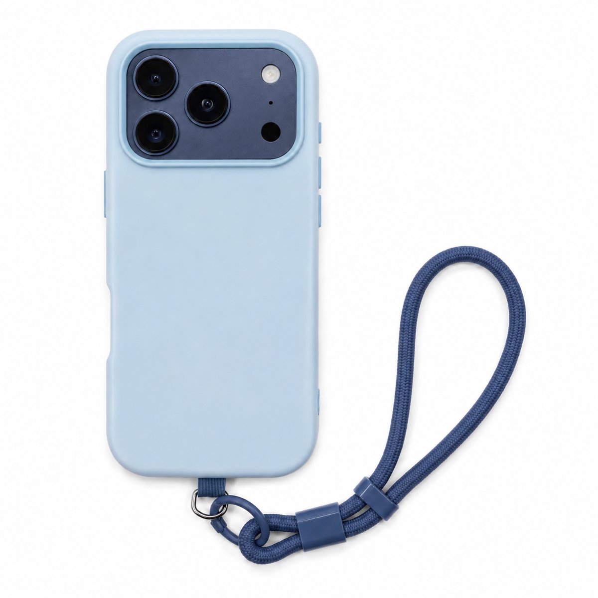 iPhone 17 Pro Hoesje met Polskoord (Wrist Strap) – Ice Cream Bar Design – Frost Look 2-Laags Beschermhoes – Zomer & Vakantie Telefoonhoesje - Blauw