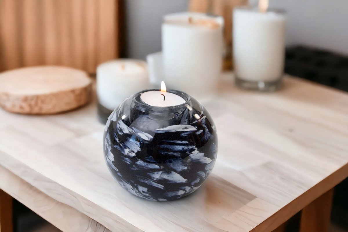 Waxinelichthouder Urn - Black&White - Voor Huisdier, Kat, Hond en As - Kleine Urn