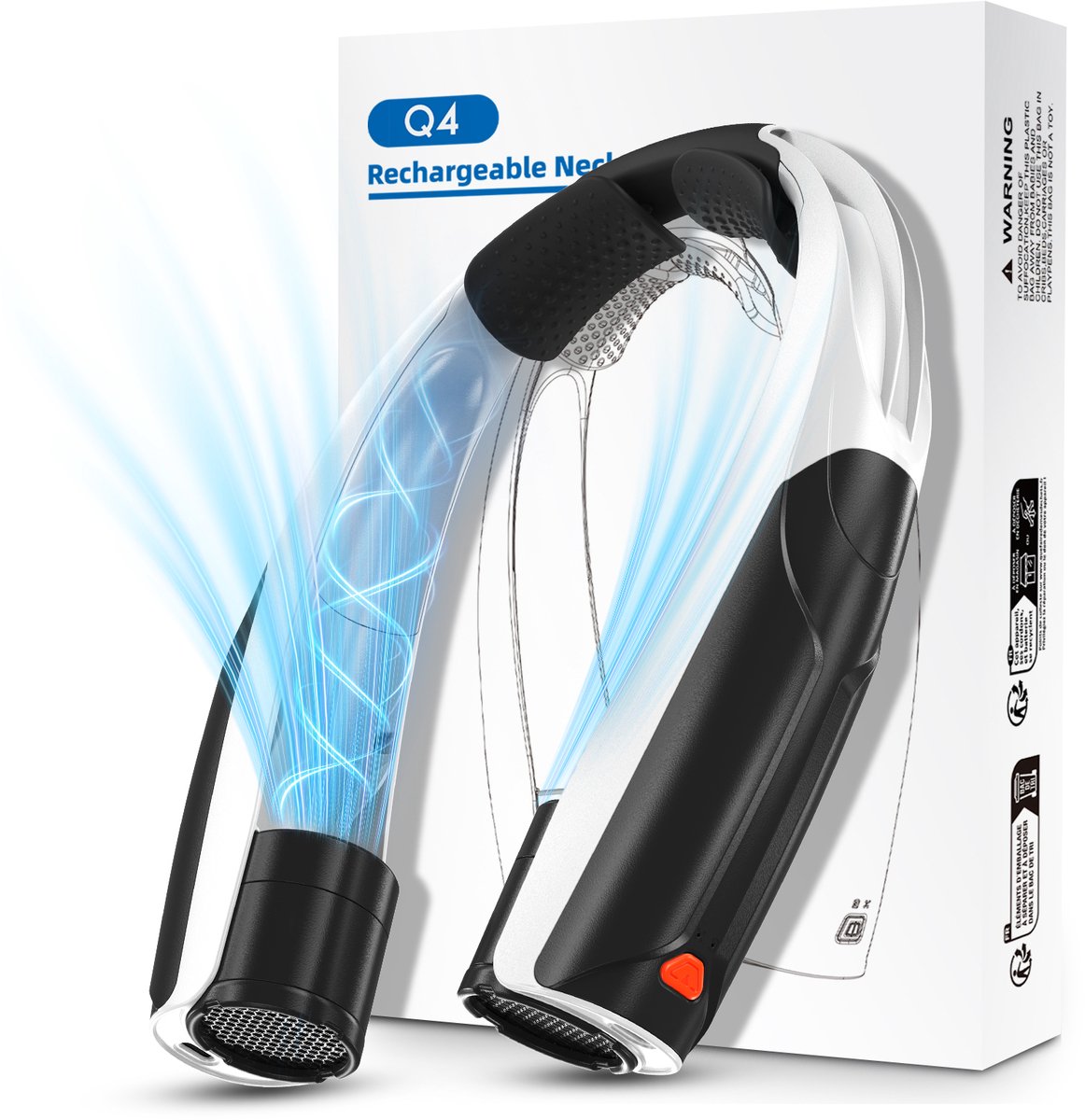Draagbare NekVentilator - 6 standen Mini Ventilator met koeling- 6000 mAh Lange Batterijduur USB Oplaadbaar - ideaal Voor Buitensport woon-werkverkeer en Dagelijks Gebruik