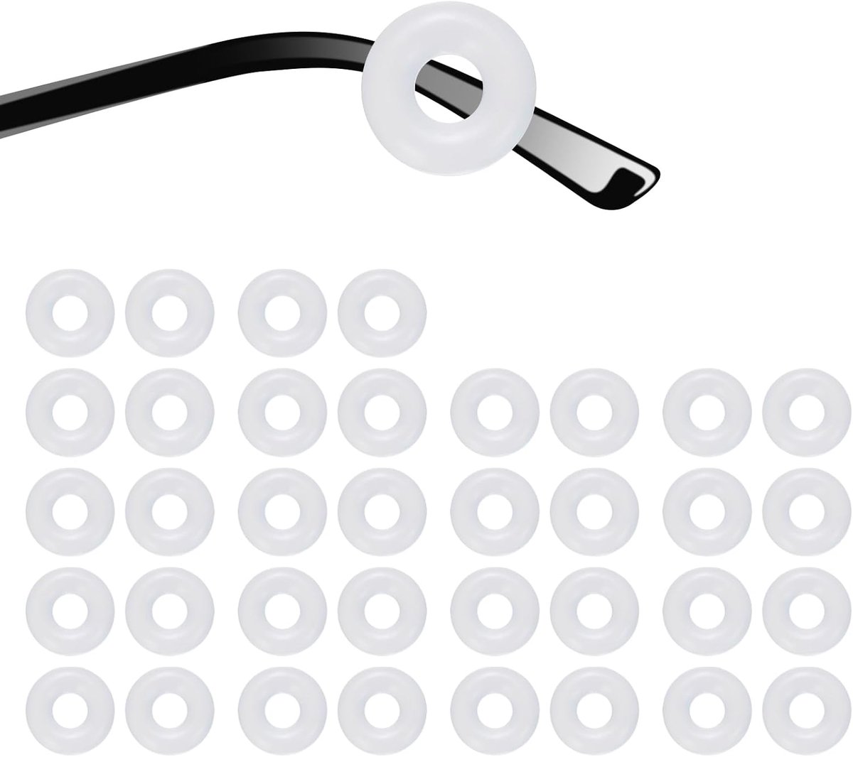 18 paar oorbevestigingen voor brillen, 0,44 inch, type ring, siliconen, antislip, haak, oorhouder, bril, mouwen, takken, bril, voor zonnebril, sport, wit