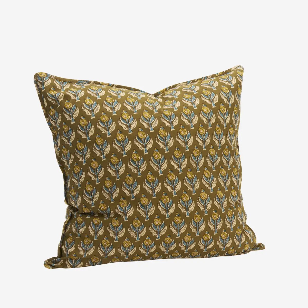 Madam Stoltz - Kussenhoes met olijfgroene print - 100% katoen - 50x50cm