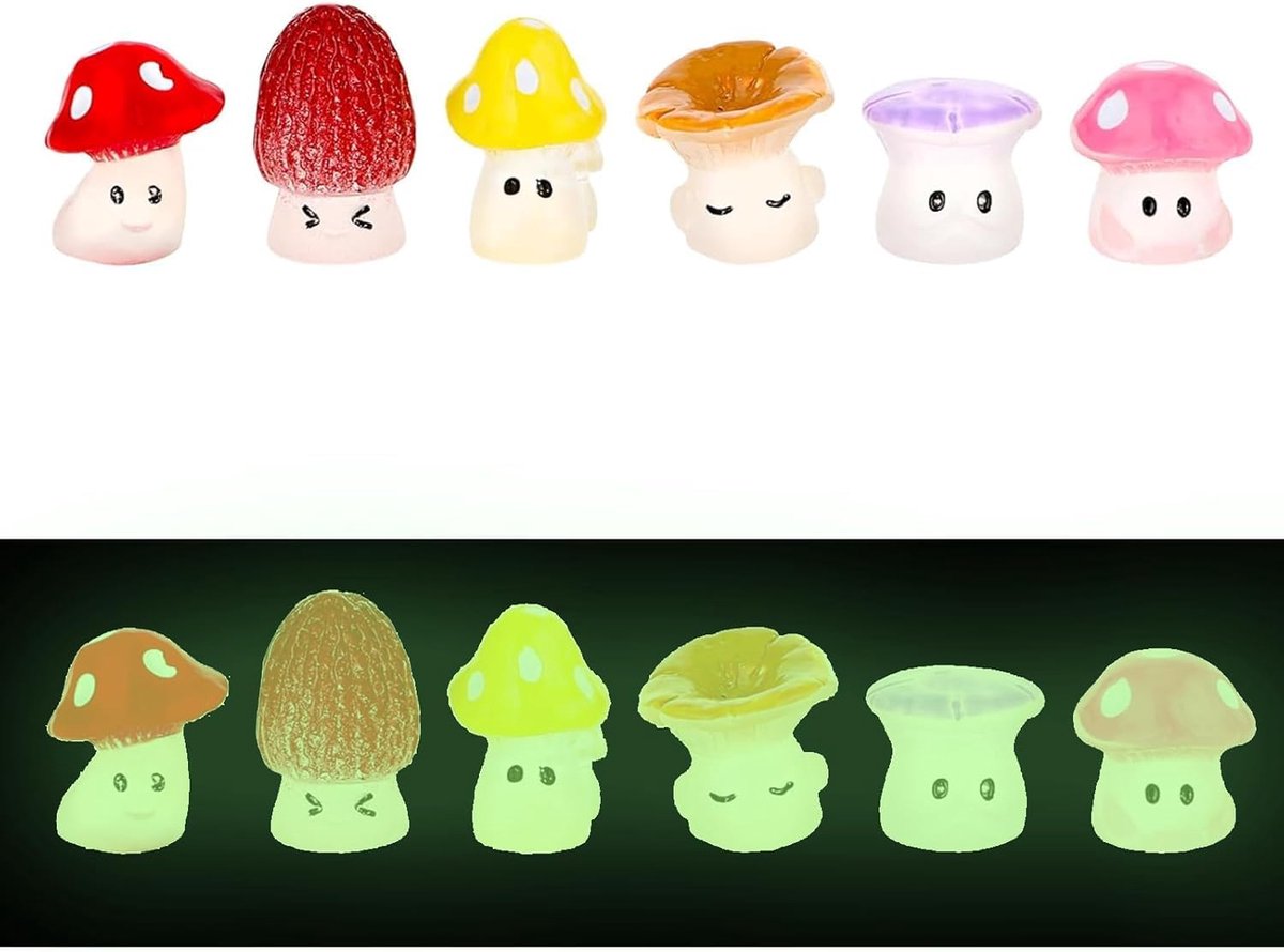 12 stuks lichtgevende mini-harspaddenstoelen, schattige kleine paddenstoeldecoratie, solarverlichting, tuindecoratie voor buiten, slijtvast en duurzaam harspaddenstoel, voor tuin, meubels
