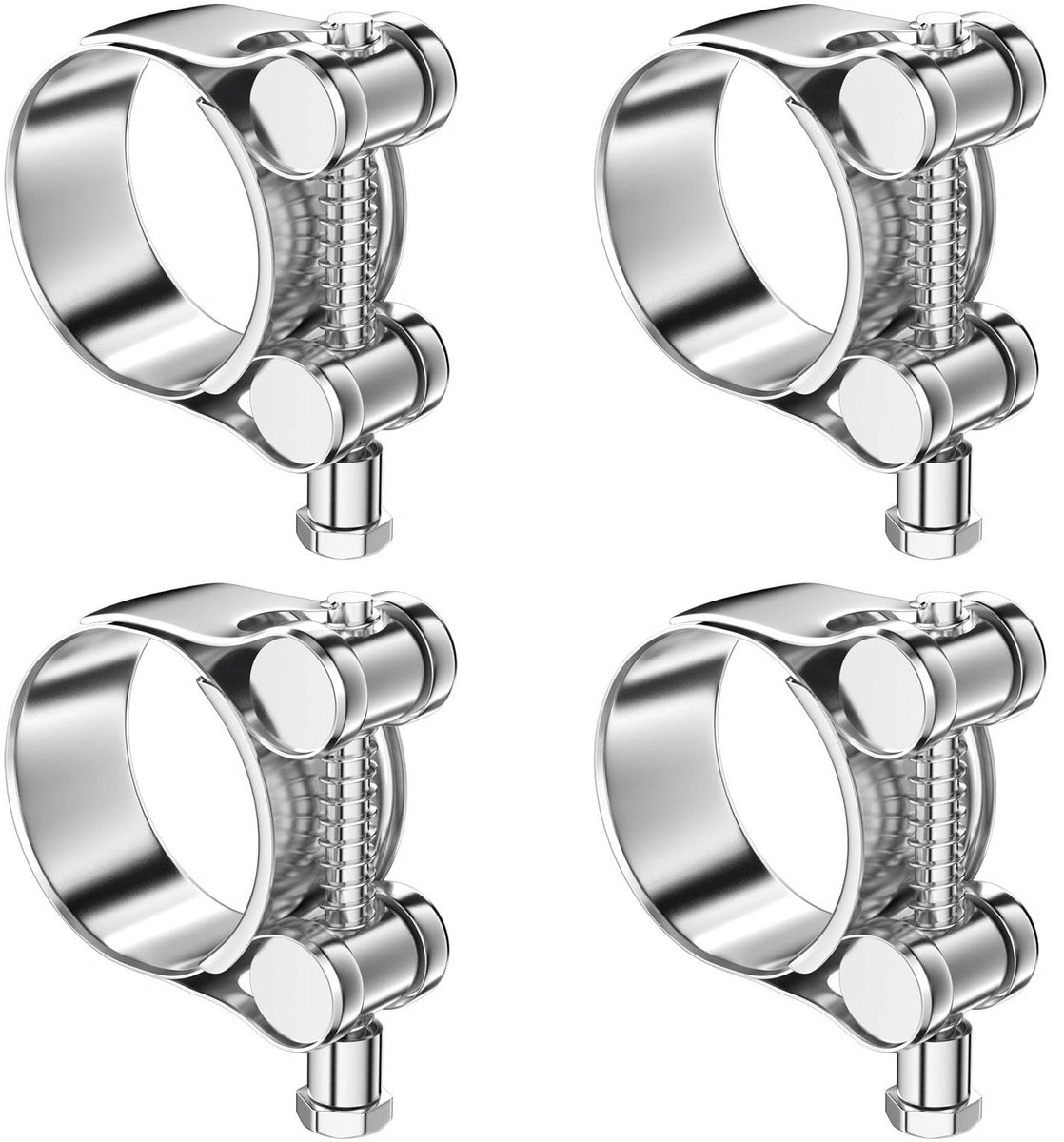 Slangklemmen, 4 stuks, roestvrij staal, 32-35 mm, buisklemmen van roestvrij staal, scharnierboutenklem, slangklemmen, slangbinders, voor uitlaatklem, slang, waterleiding