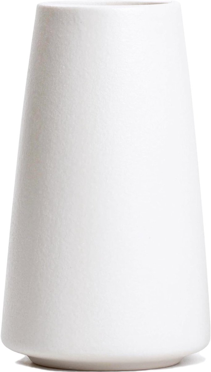 Vaas - 8" Grote Witte Ovale Vaas voor Bloemen, Boho & Moderne Boerderij Decor