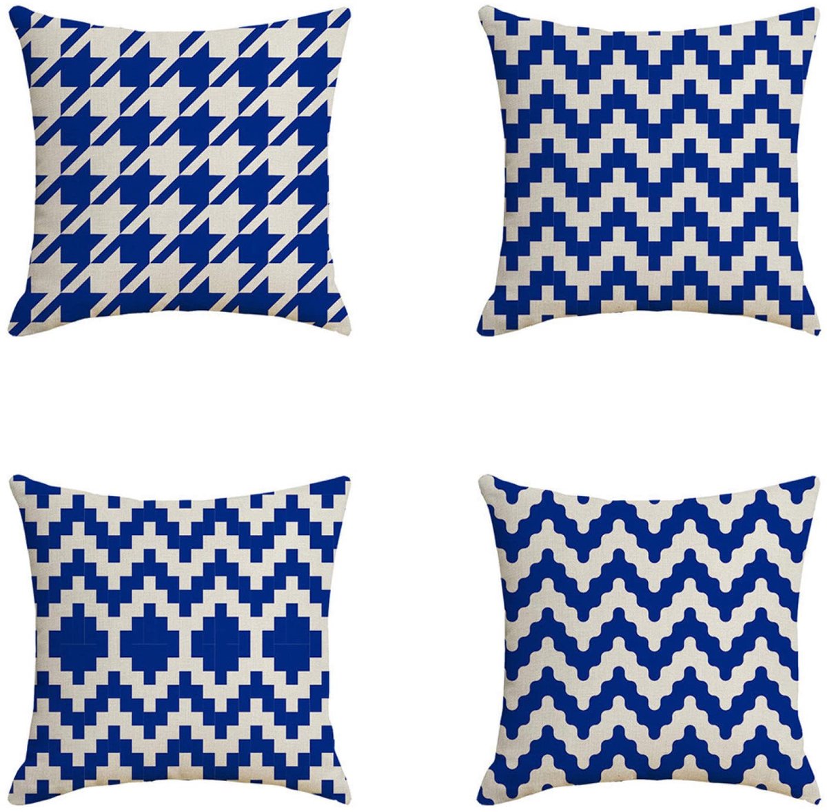 Set van 4 kussenslopen 60 x 60 cm (23,6 x 23,6 inch) linnen kussensloop decoratieve vierkante bank kussensloop, slaapkamer indoor outdoor kussenhoes voor woondecoratie gunst met onzichtbare rits (mari