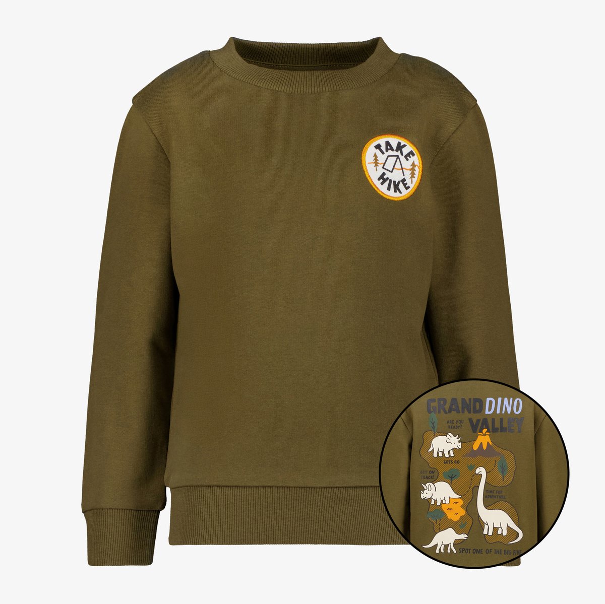 Unsigned jongens sweater met backprint groen - Maat 122/128