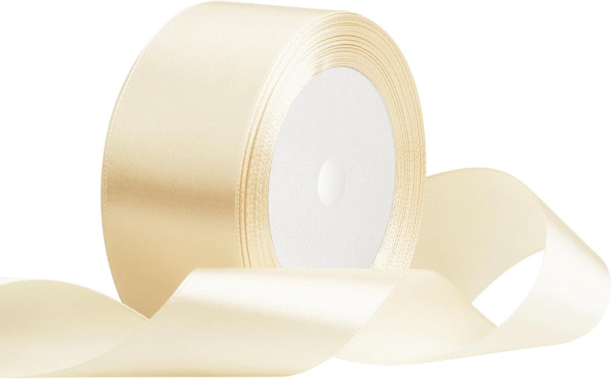 lint 40 mm breed crèmewit, 22 meter cadeaulint, stoffen lint voor bruiloftsdecoratie, cadeauverpakking, knutselen, feestdecoratie