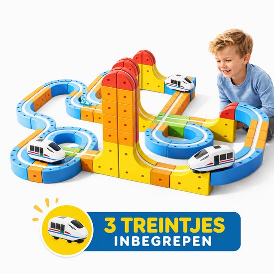 Foto: Joyage elektrische treinbaan 150 delig educatief speelgoed trein speelgoed electrische cube track montessori speelgoed fijne motoriek meisjes speelgoed 3 jaar 4 jaar 5 jaar 6 jaar 7 jaar peuter speelgoed jongens speelgoed meisjes