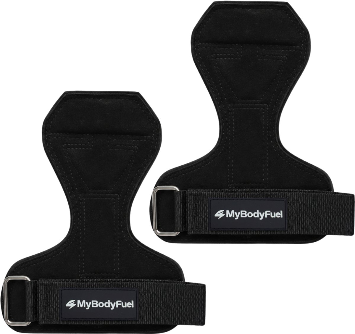 MyBodyFuel - Lifting Grips van Leer voor Fitness & Krachttraining - Lifting Straps - Gym Straps - Lifting Hooks - One Size - 2 Stuks - Zwart