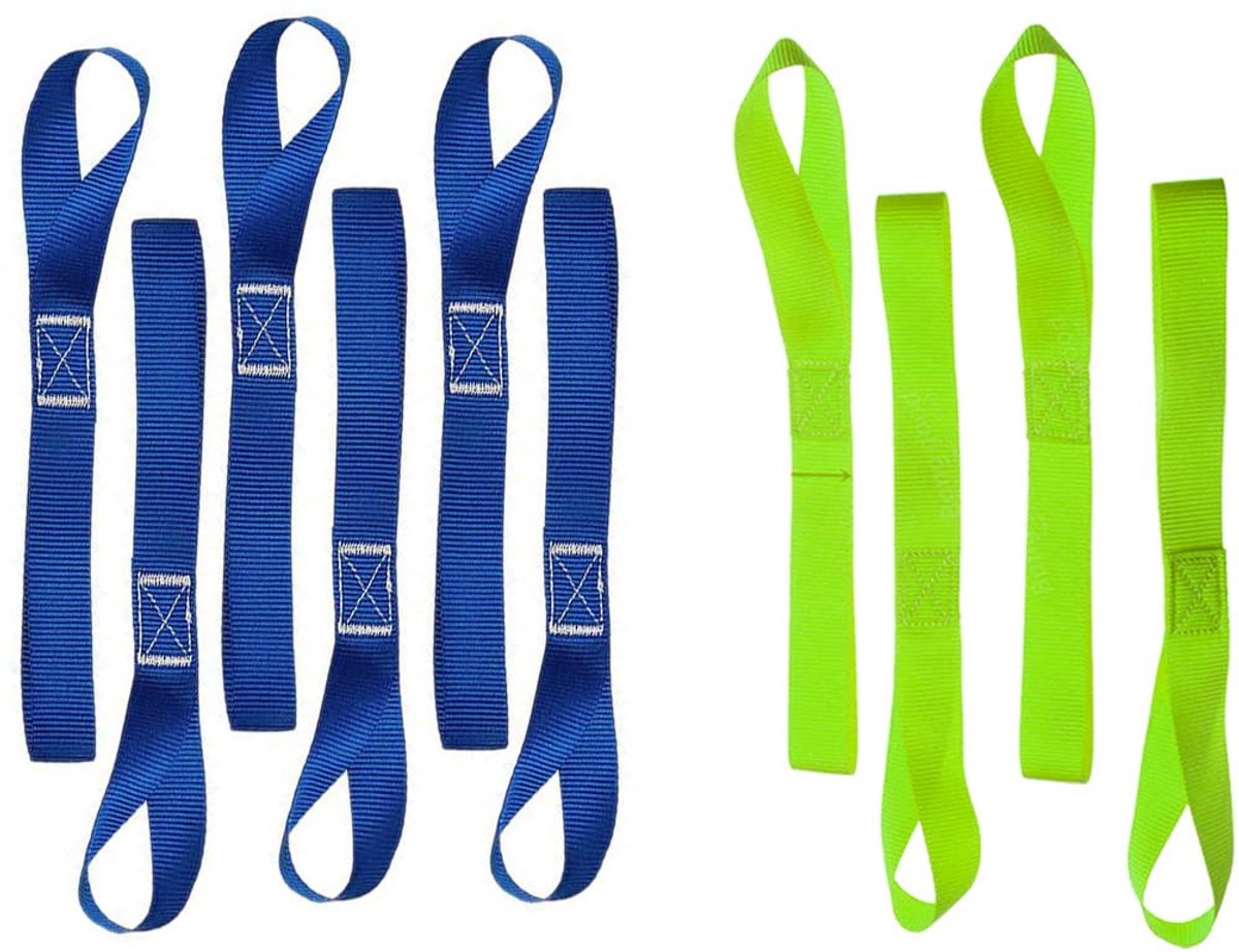 8 stuks dubbele lussen, sjorlussen, spanbanden, geweven nylon riem, 800 kg werkbelasting, 25 x 400 mm riemlussen voor motorfiets, ATV, UTV, fiets, camping, klimmen, ophanging