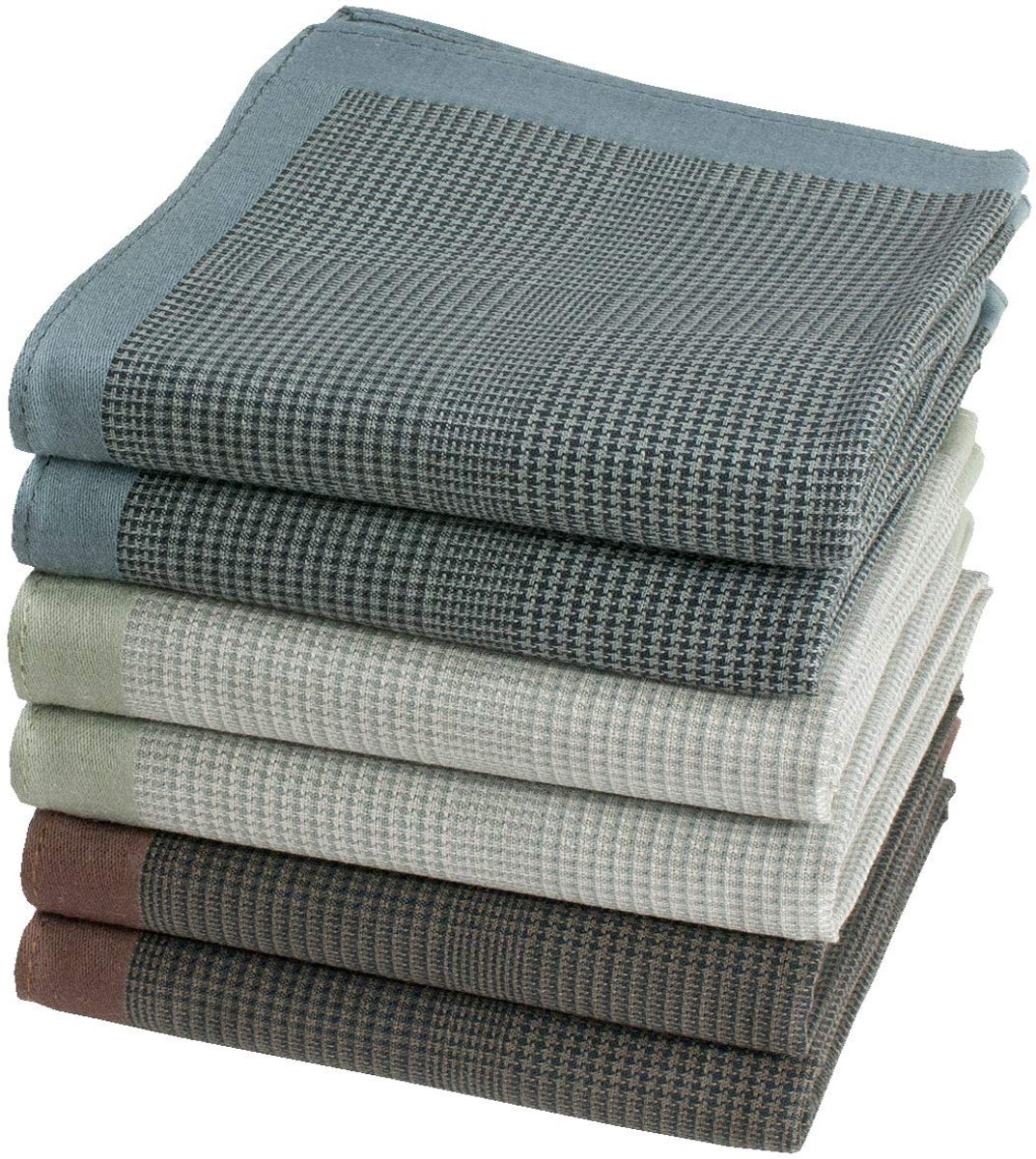 Zakdoeken in Prins van Wales stijl, 100% katoen, afmetingen 40 cm x 40 cm, 6 stuks, model Stirling