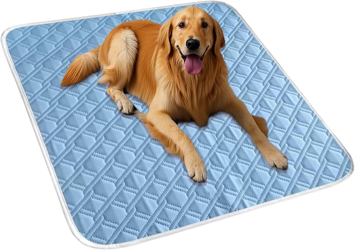Koelmat voor honden en katten - Zomerkoelmat - Ademend en wasbaar - Eenvoudig te reinigen koelmat/ligbed - Antislip - Voor bench kennel huis vloer - Voor alle soorten huisdieren - 150 x 100 cm - Blauw