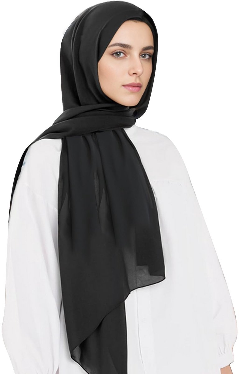 flintronic Dames hijab, lichtgewicht hijab hoofddoek sjaal wrap voor moslimvrouwen, ultra zachte ademende vrouwen hoofdband hoofdsjaals, dames sjaals & wraps 80 x 170 cm, Zwart, 80*170CM