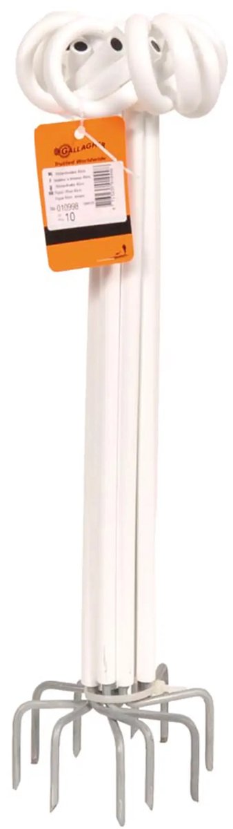 Afstandisolator krulstaart (wit, 40 cm, 10 stuks) - Gallagher Afstandisolator Krulstaart 40cm - Voor veilige afstandsisolatie in houten afrasteringen