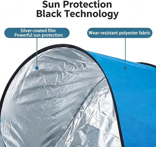Automatische strandtent, zonnescherm dat in 3 seconden is opgezet, lichtgewicht Oxford-reistent voor kampeeractiviteiten — afbeelding 4
