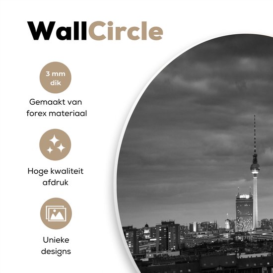 WallCircle® Wandcirkel 140x140 cm - Muurcirkel Stad - Berlijn - Urban - Muurdecoratie woonkamer - Wanddecoratie slaapkamer - Kamer decoratie accessoires - Ronde schilderijen