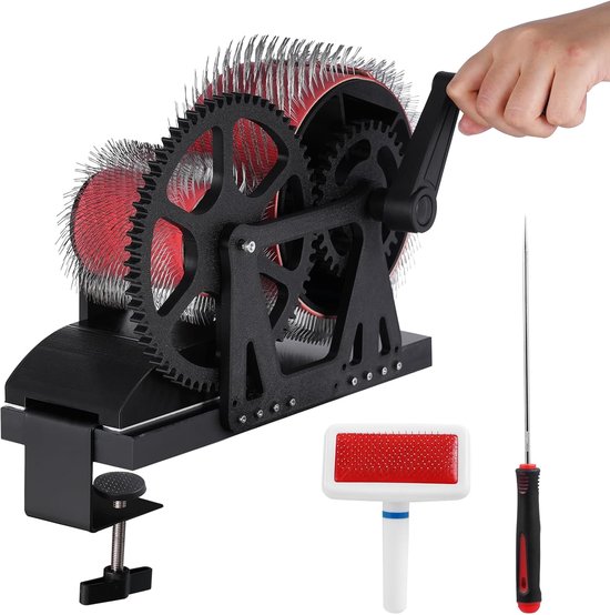 Handmatige Wolkaardmachine Wollen Trommelkaardmachine met Handslinger Snel Mengen van Kleuren, Ideaal voor Kammen en Spinnen
