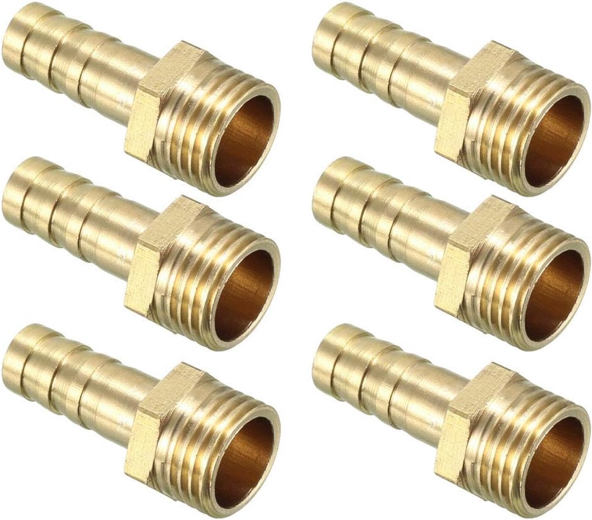 sourcing map 6 stuks messing slangtule buiskoppelingsadapter 8 mm tuit x 1/4 PT buitendraad